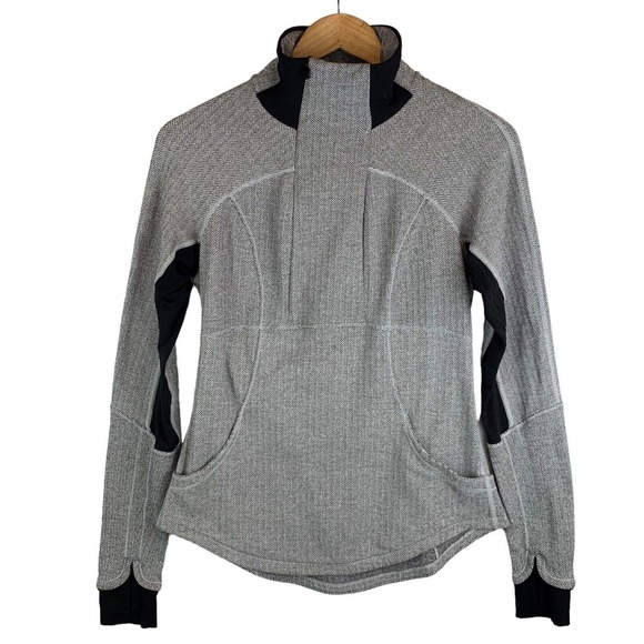 Lululemon Base Runner 1/4 Zip Heathered Herringbone. Pullover. Long Sleeve. Gray - Picture 9 of 12